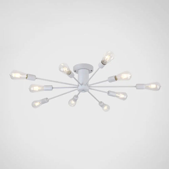 Modern Industrial Metal Flush Mount Ceiling Light Fixture 10 / White