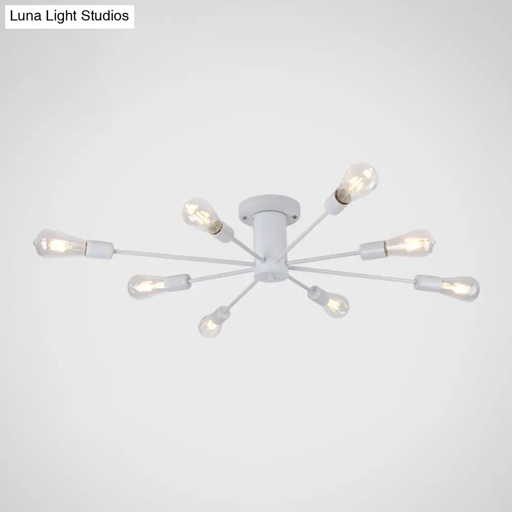 Modern Industrial Metal Flush Mount Ceiling Light Fixture 8 / White