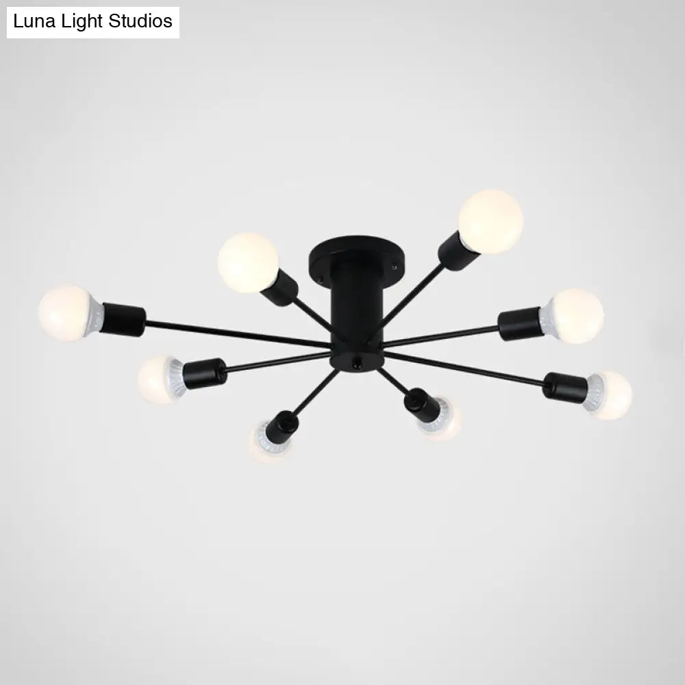 Modern Industrial Metal Flush Mount Ceiling Light Fixture 8 / Black