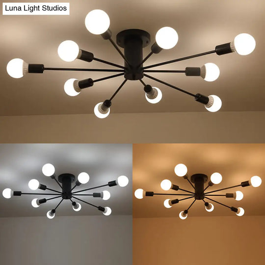 Modern Industrial Metal Flush Mount Ceiling Light Fixture