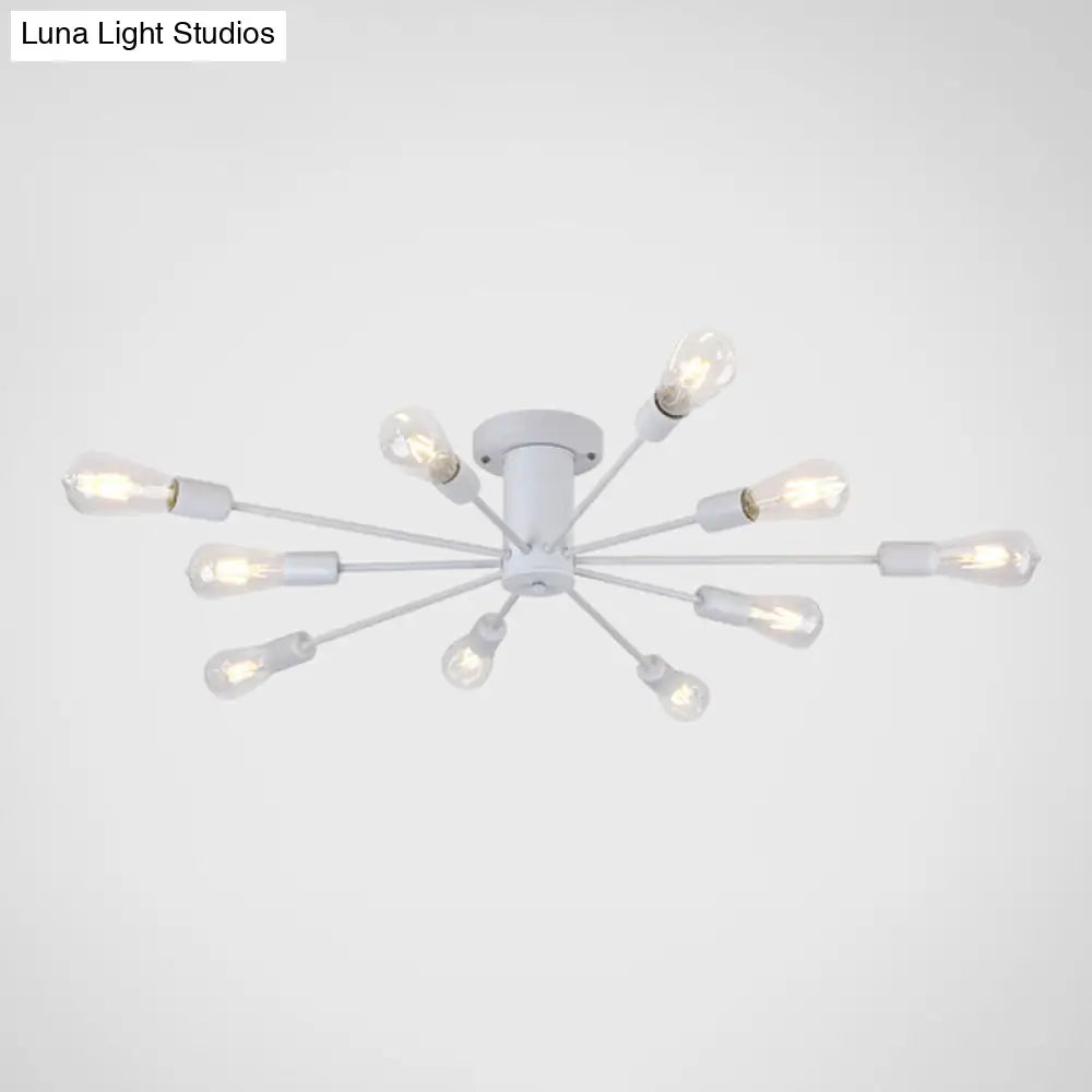 Modern Industrial Metal Flush Mount Ceiling Light Fixture 10 / White