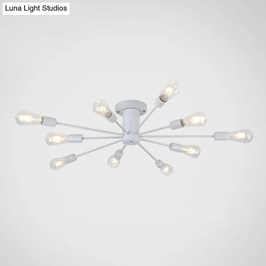 Modern Industrial Metal Flush Mount Ceiling Light Fixture 10 / White