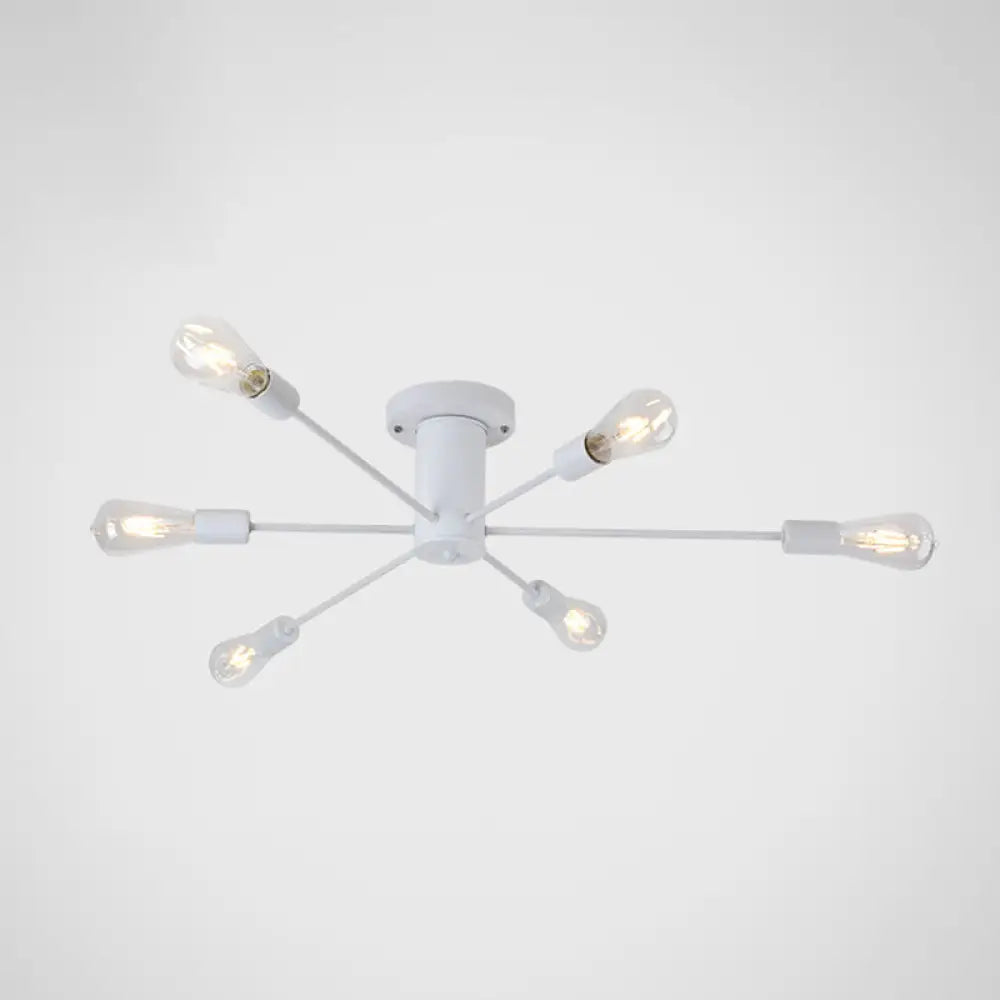 Modern Industrial Metal Flush Mount Ceiling Light Fixture 6 / White