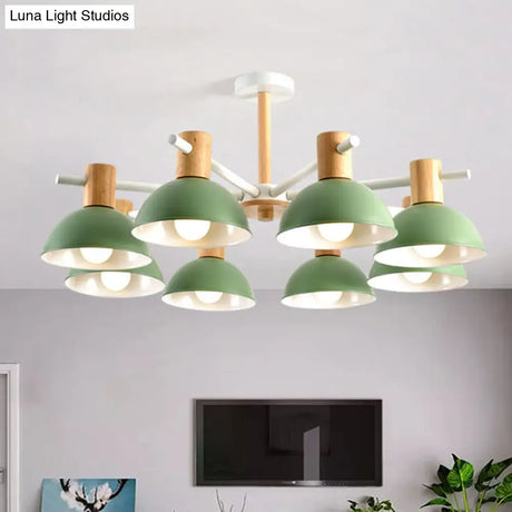 Modern Iron 8-Light Macaroon Dome Pendant Chandelier For Living Room