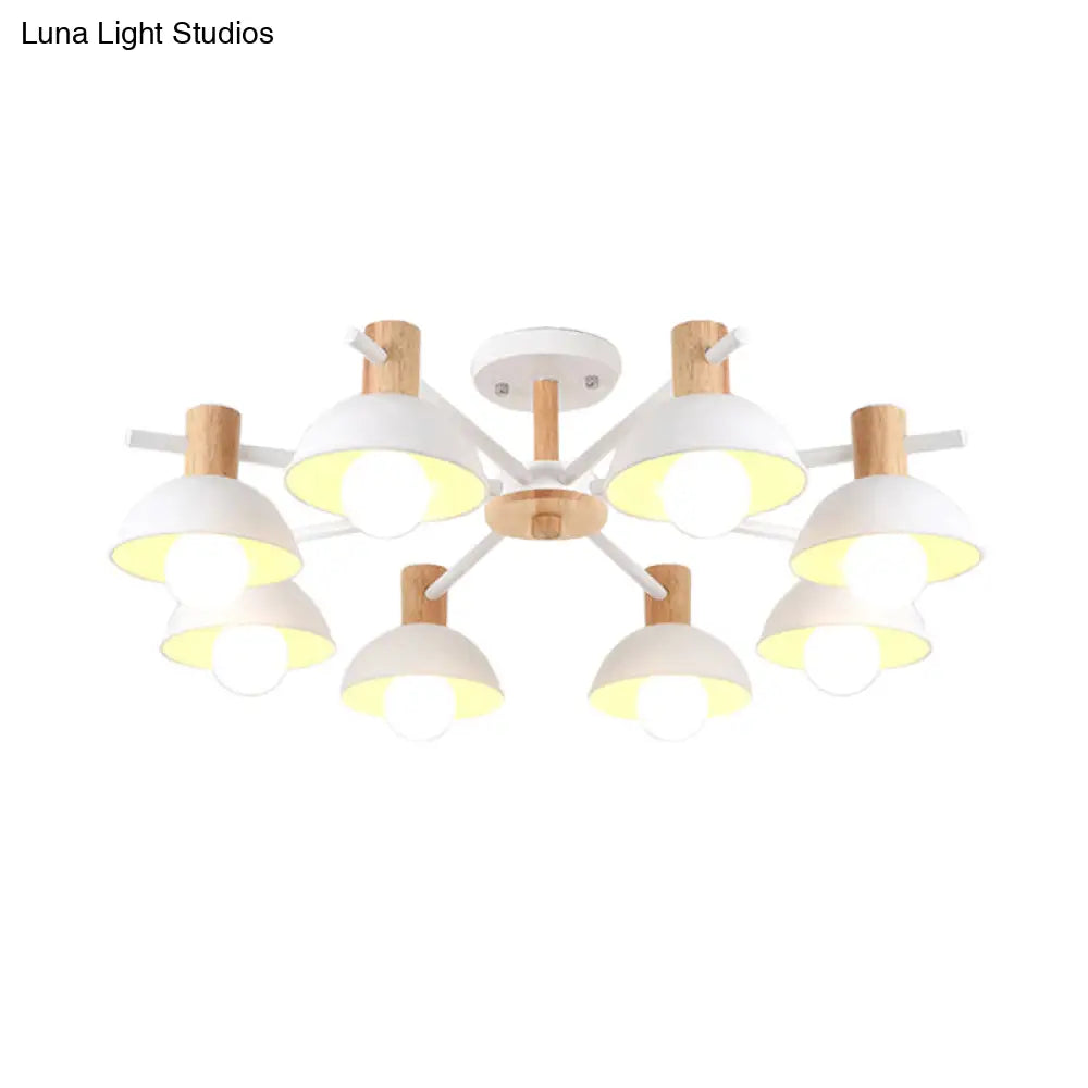 Modern Iron 8-Light Macaroon Dome Pendant Chandelier For Living Room