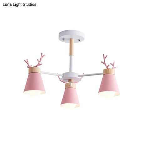 Modern Iron Deer Horn Kids Pendant Chandelier - Stylish Room Lighting Fixture