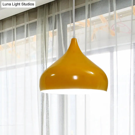 Modern Iron Dome Pendant Light - 1-Light Black/White/Red 12.5’’/16.5’’ Wide