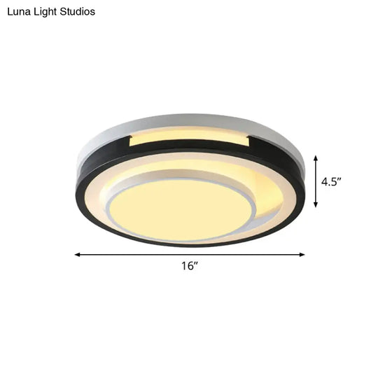 Modern Iron Led Ceiling Lamp With Black-White Cutouts And Warm/White Light