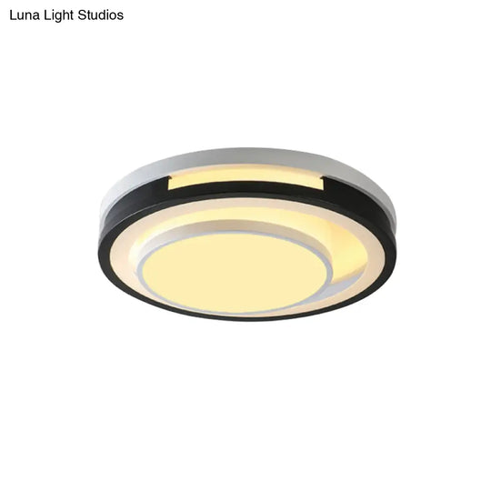 Modern Iron Led Ceiling Lamp With Black - White Cutouts And Warm/White Light