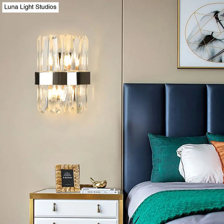 Modern K9 Crystal Sconce Wall Light For Bedroom - Clear Finish