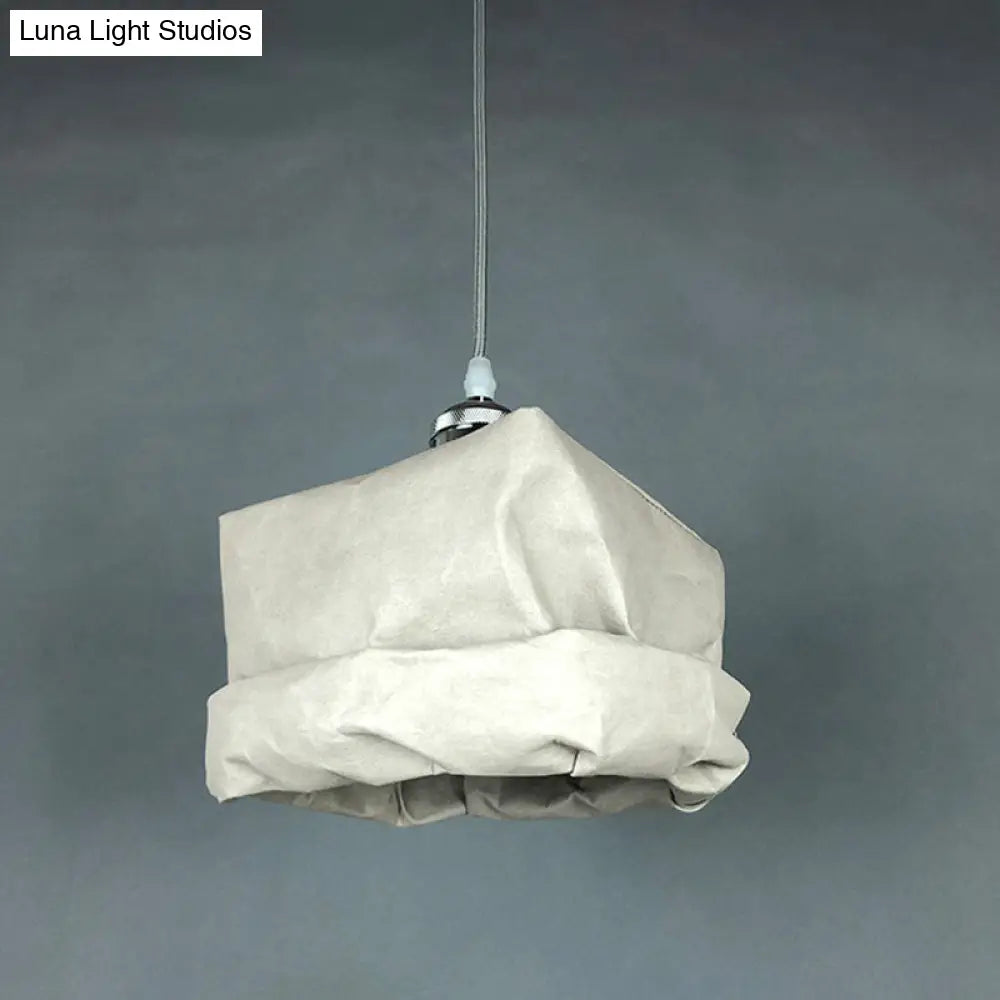 Modern Kraft Paper Pendant Light - Sleek Sack Shape White Ceiling Suspension Lamp