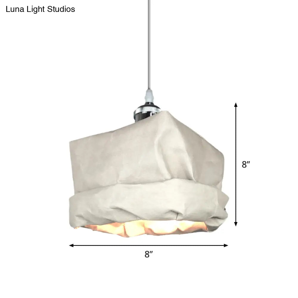 Modern Kraft Paper Pendant Light - Sleek Sack Shape White Ceiling Suspension Lamp