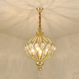 Modern Lantern Metal Pendant Chandelier With Crystal Accent - 4/5 Light Black/Brass 4 / Brass