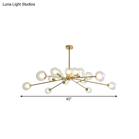 Modern Large Chandelier: 15/18 Lights Restaurant Hotel Branch Metal Black/Gold Hanging Lamp