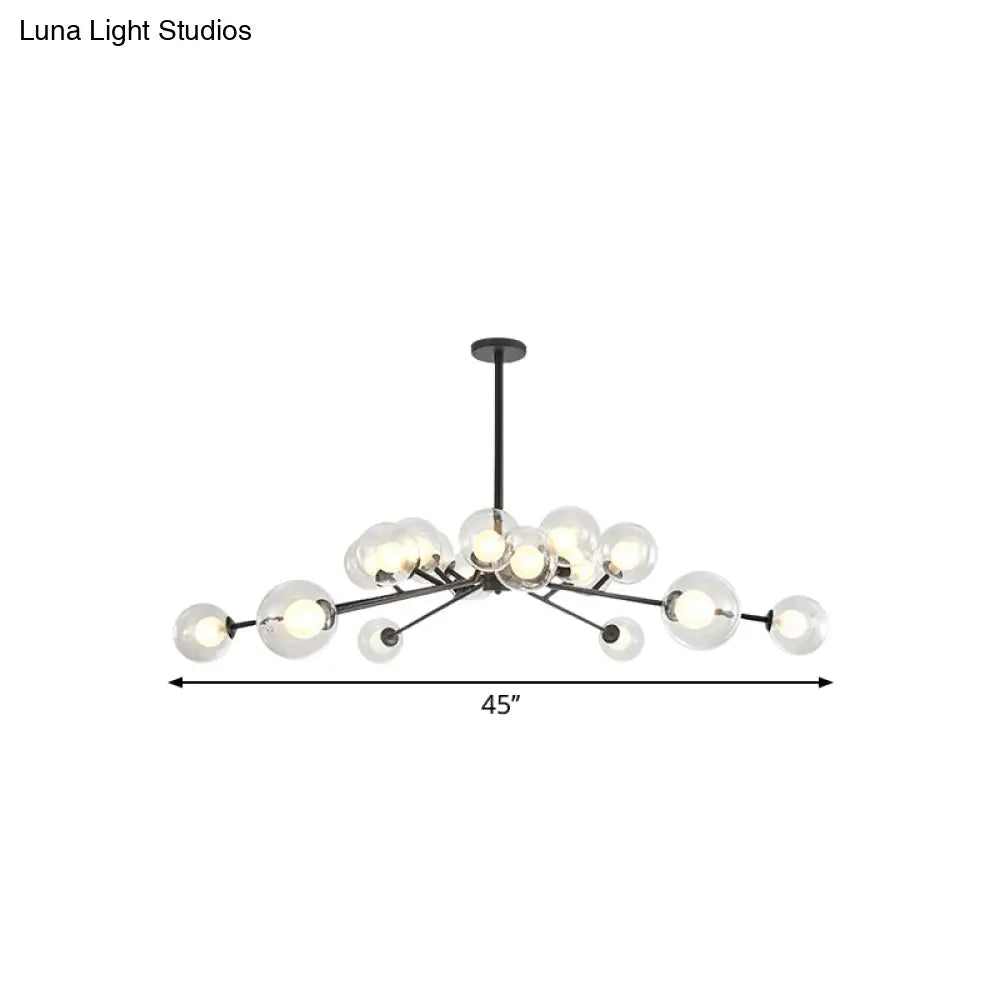 Modern Large Chandelier: 15/18 Lights Restaurant Hotel Branch Metal Black/Gold Hanging Lamp