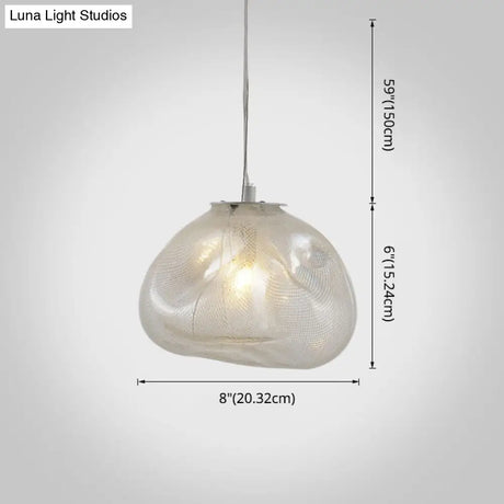 Modern Lattice Glass Ceiling Hanging Light Fixture For Restaurants - 1 Bun
