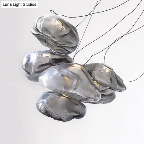Modern Lattice Glass Ceiling Hanging Light Fixture For Restaurants - 1 Bun