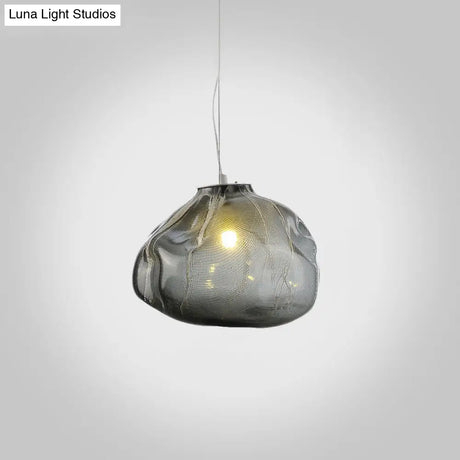 Modern Lattice Glass Ceiling Hanging Light Fixture For Restaurants - 1 Bun