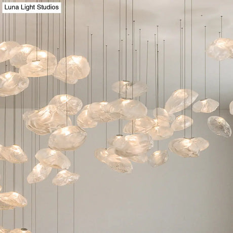 Modern Lattice Glass Ceiling Hanging Light Fixture For Restaurants - 1 Bun