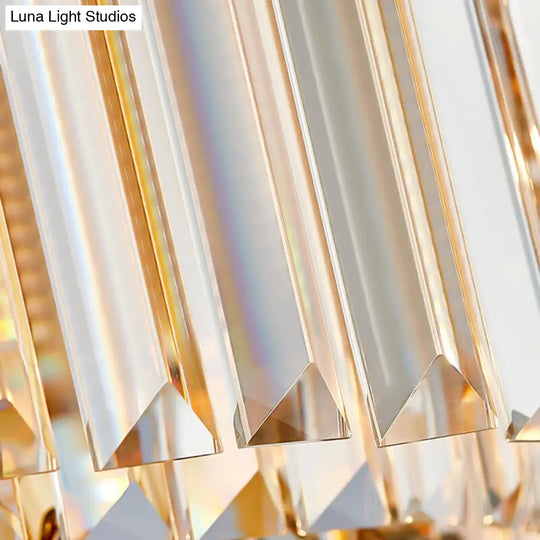 Contemporary Gold Chandelier With 8 Lights & Clear Crystal Prisms - Modern Lighting Fixture