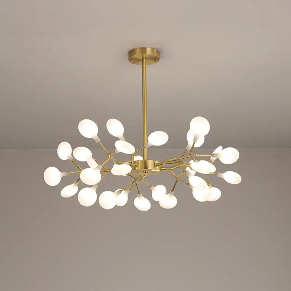 Modern Leaf-Shaped Brass Pendant Chandelier With Led Lighting 30 / White