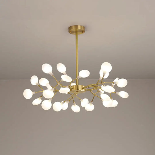 Modern Leaf-Shaped Brass Pendant Chandelier With Led Lighting 30 / White