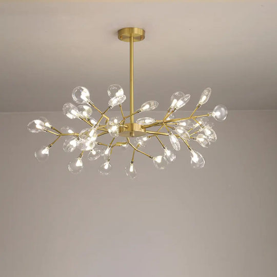 Modern Leaf-Shaped Brass Pendant Chandelier With Led Lighting 45 / Clear