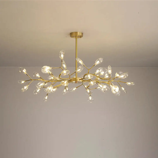 Modern Leaf-Shaped Brass Pendant Chandelier With Led Lighting 54 / Clear