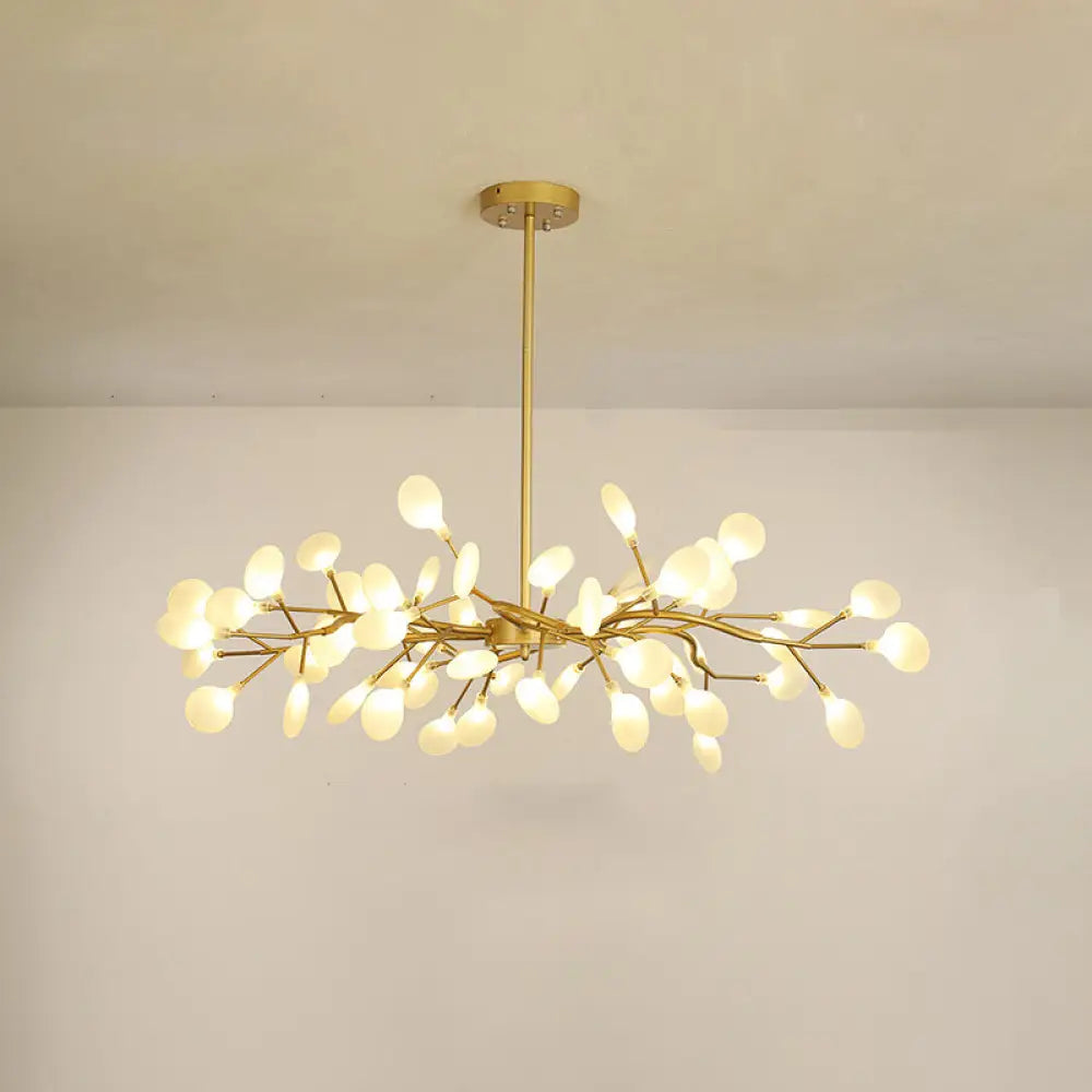 Modern Leaf-Shaped Brass Pendant Chandelier With Led Lighting 54 / Gold White