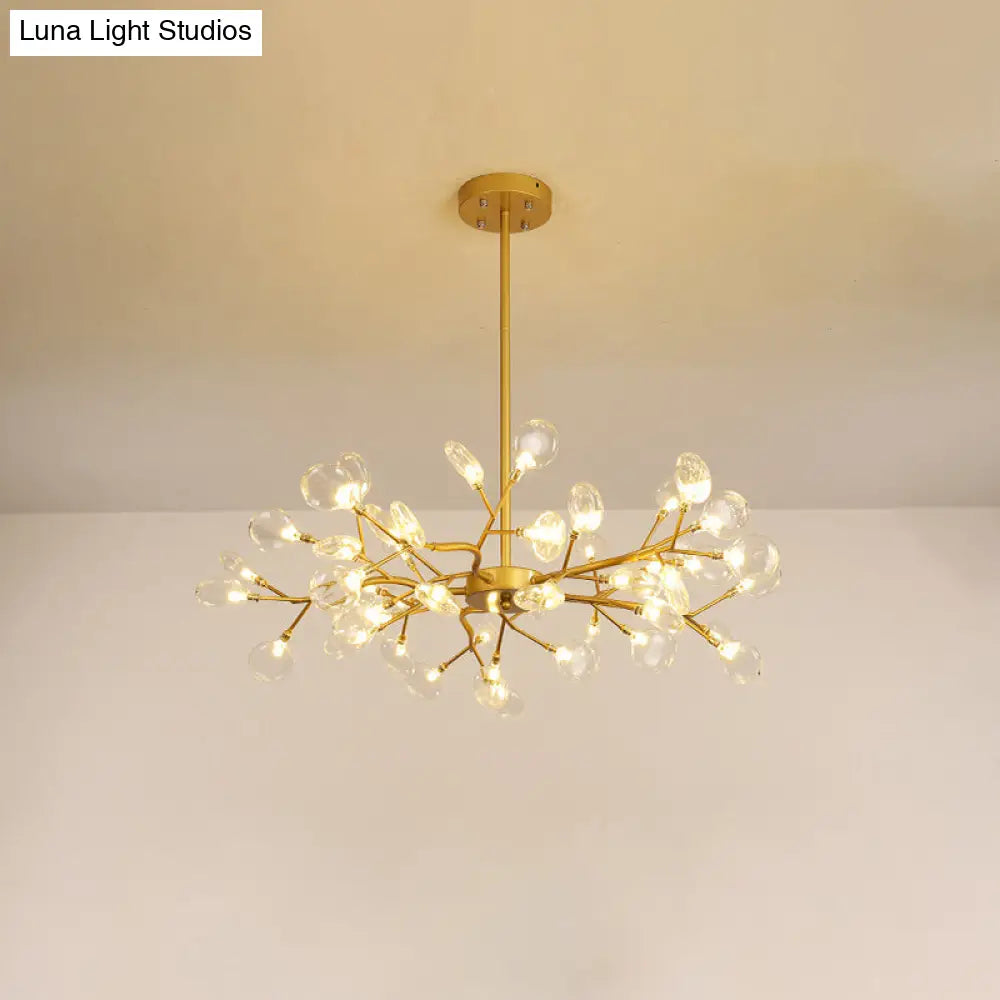 Modern Leaf-Shaped Brass Pendant Chandelier With Led Lighting
