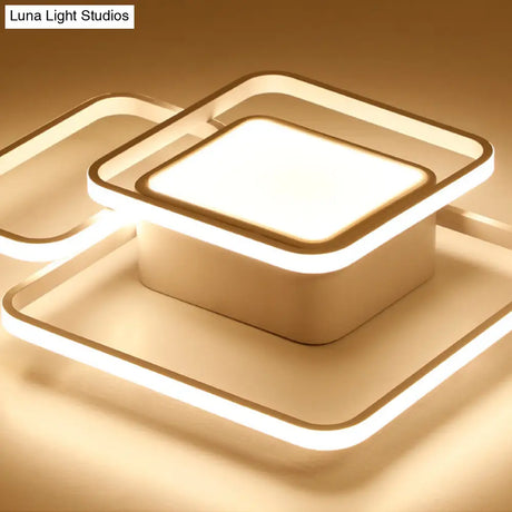 Modern Led Acrylic Ceiling Light - Square And Block Design 18’/21.5’/25.5’ Wide Flush Mount