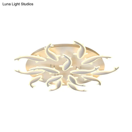 Modern Led Acrylic Fishes Flush Mount Light: Ceiling Fixture With 3/5/9 Lights In