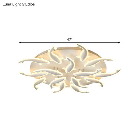 Modern Led Acrylic Fishes Flush Mount Light: Ceiling Fixture With 3/5/9 Lights In