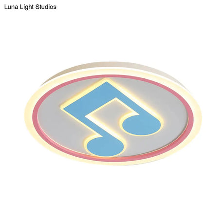 Modern Led Acrylic Flush Light - Blue Music Note Shaped Ceiling Lamp In White/Warm