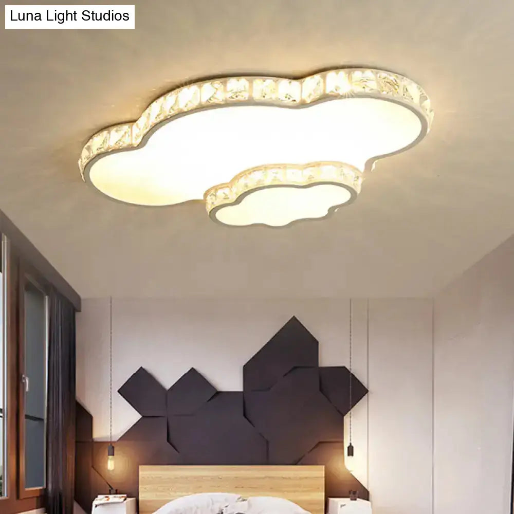 Modern Led Acrylic Flush Mount Ceiling Lamp With Clear Crystal Edge For Bedroom / B