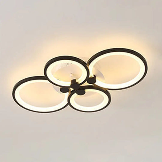 Modern Led Acrylic Flush Mount Ceiling Light For Bedroom 4 / Black Warm