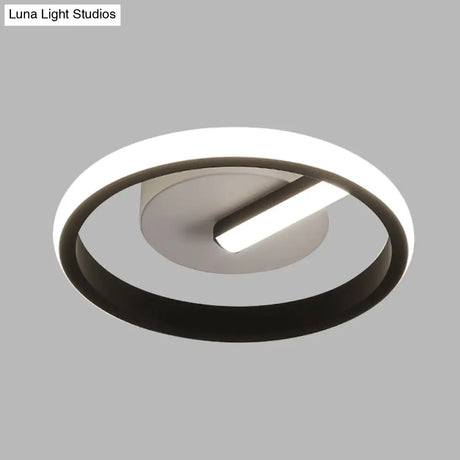 Modern Led Acrylic Flushmount Light In Black For Corridor - White/Warm