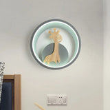 Modern Led Acrylic Giraffe Wall Sconce For Children Room - Grey/Black Warm/White Light Grey / White