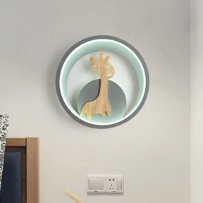 Modern Led Acrylic Giraffe Wall Sconce For Children Room - Grey/Black Warm/White Light Grey / White