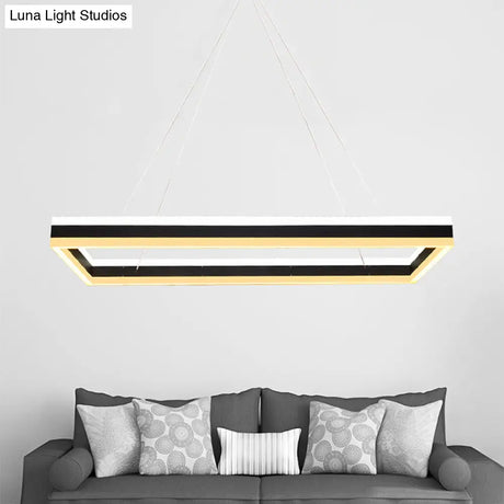 Modern Led Acrylic Rectangular Ceiling Light Chandelier Pendant In Black With Warm/White Option