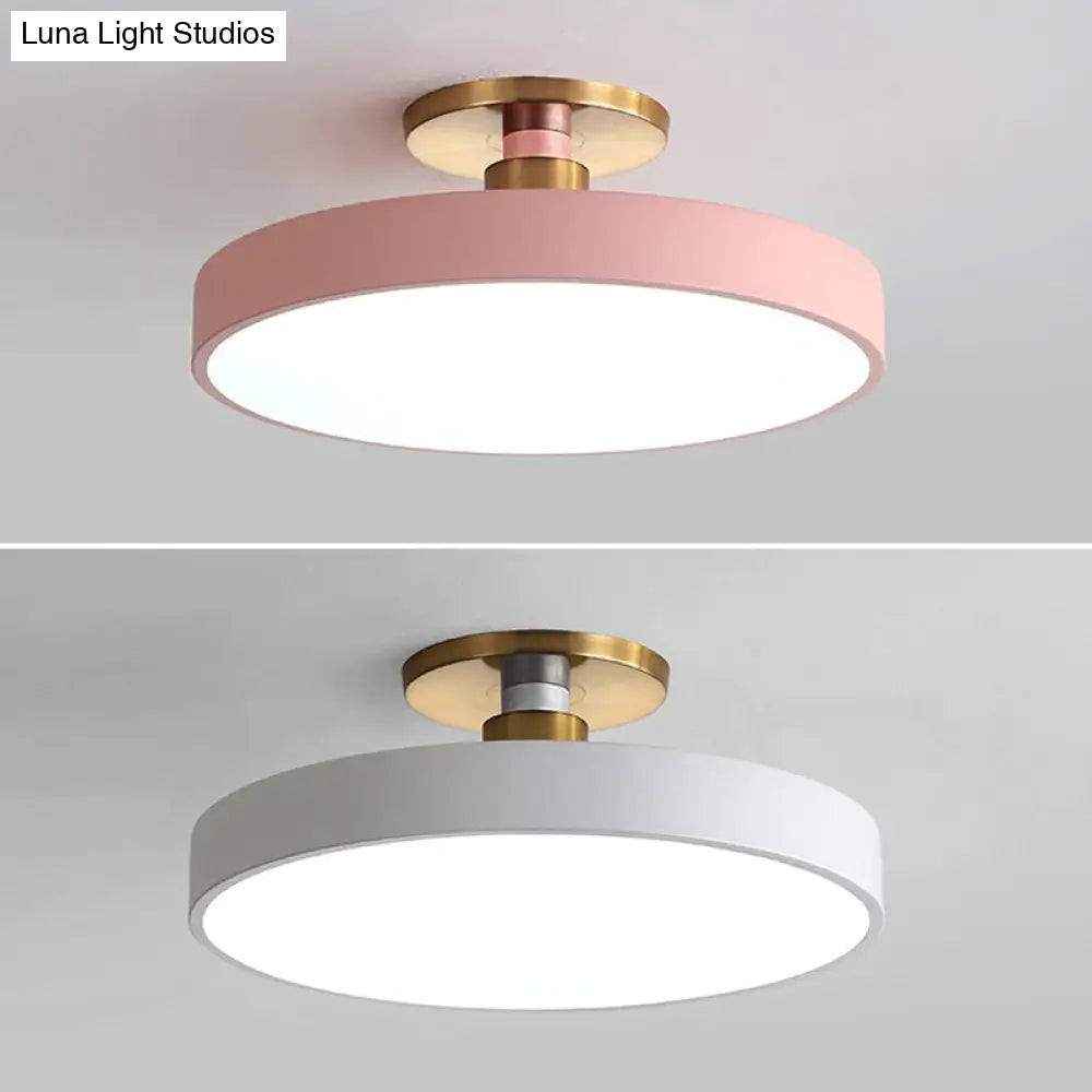 Modern Led Acrylic Semi Flush Mount Ceiling Light Fixture With Circular Ring Design