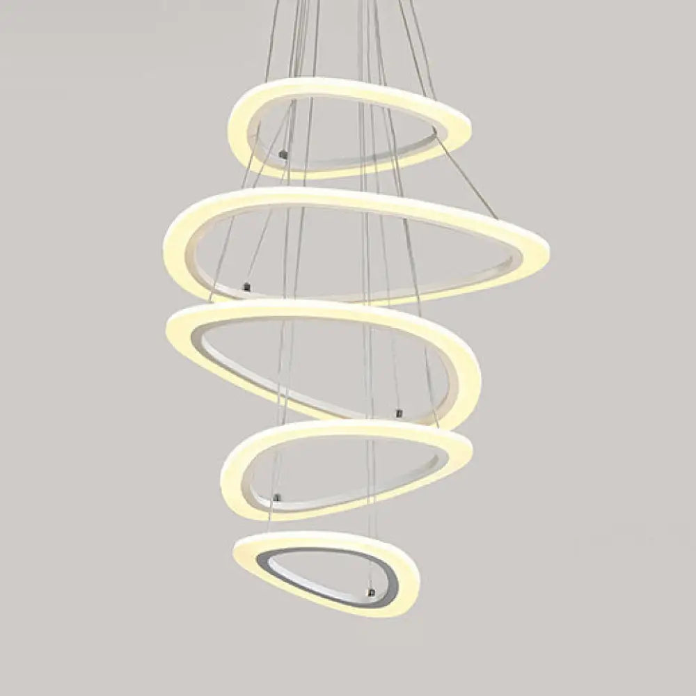 Modern Led Acrylic Triangle Ceiling Pendant Light Fixture - 1/2/3-Heads In Warm/White 5 / White Warm