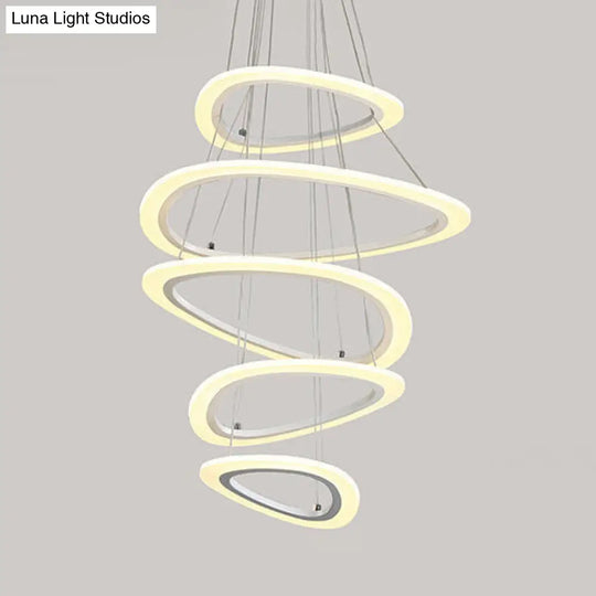 Modern Acrylic Triangle Chandelier - Led Ceiling Pendant Light In Warm/White 1/2/3-Head Fixture 5 /
