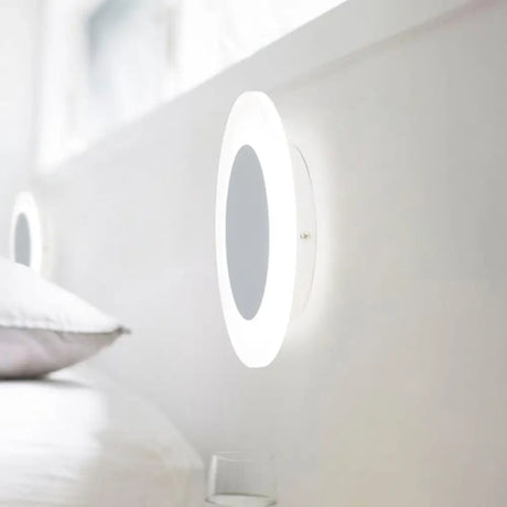 Modern Led Acrylic Wall Sconce Halo Ring White Lighting Fixture In Warm/White Light /