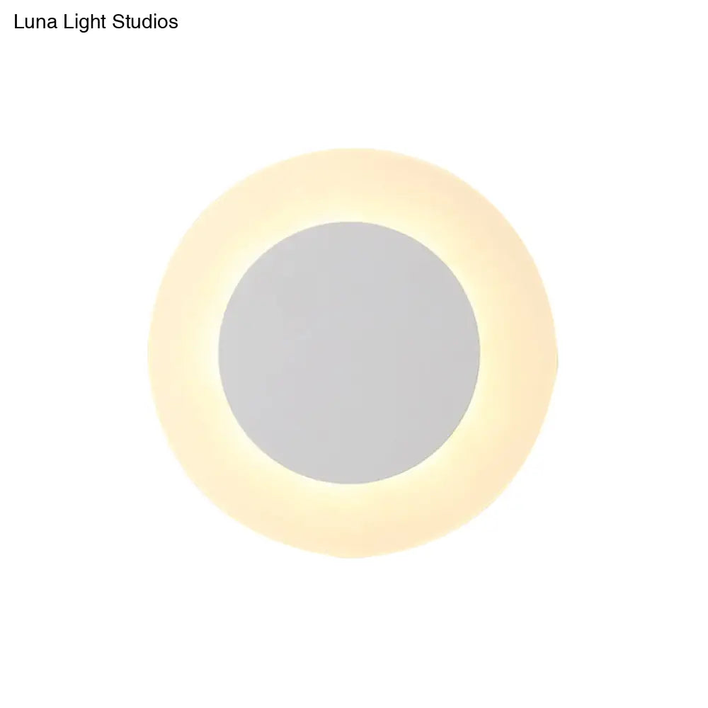 Modern Led Acrylic Wall Sconce Halo Ring White Lighting Fixture In Warm/White Light