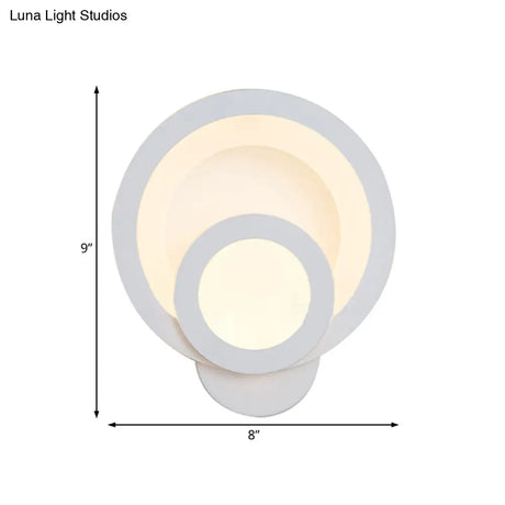 Modern Led Acrylic Wall Sconce - Round Stairway Light Fixture 8 Wide Warm/White