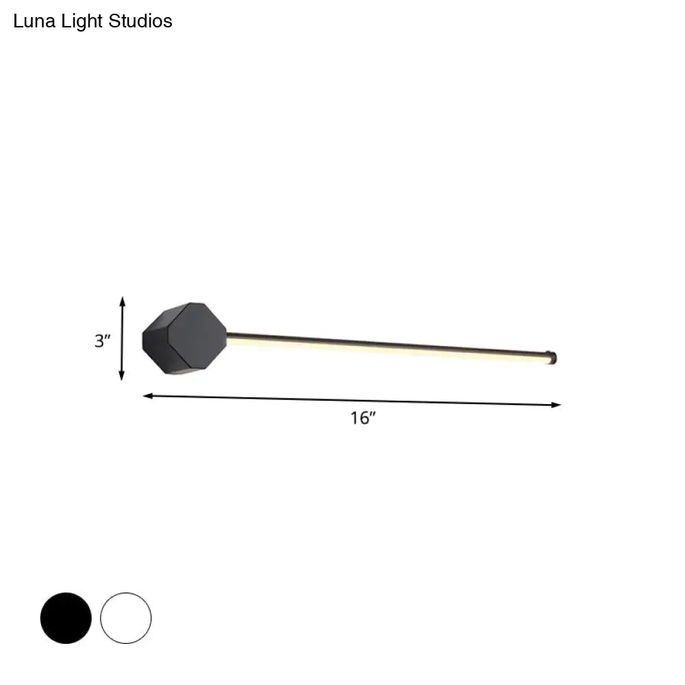 Modern Led Bathroom Sconce With Sleek Black/White Finish Slim Linear Acrylic Shade - 16/23.5 Long