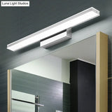 Modern Led Bathroom Vanity Light - Stainless Steel Wall Mount Lamp In White Rectangle Design