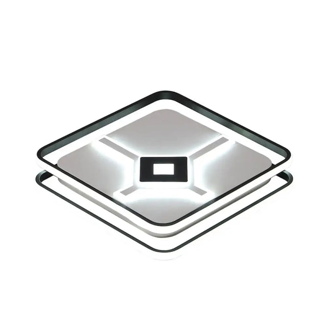 Modern Led Bedroom Ceiling Flush Mount Light Fixture With Acrylic Shade In White/Warm - Black