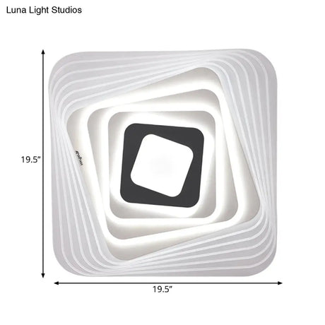 Modern Led Bedroom Ceiling Light: Simplicity White Flush Mount With Acrylic Stacked Shade